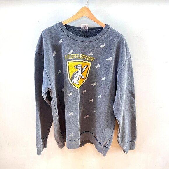 Rare: Harry Potter X Love Your Melon Hufflepuff Sweatshirt Grey L Cotton Polyest - Picture 1 of 7